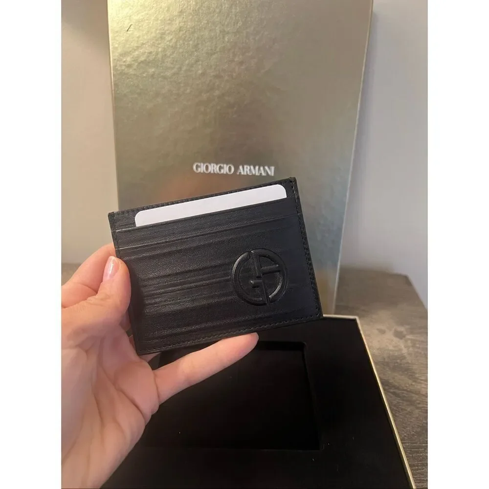Giorgio Armani Leather Card Holder & Key Ring Gift Set – Made in Italy